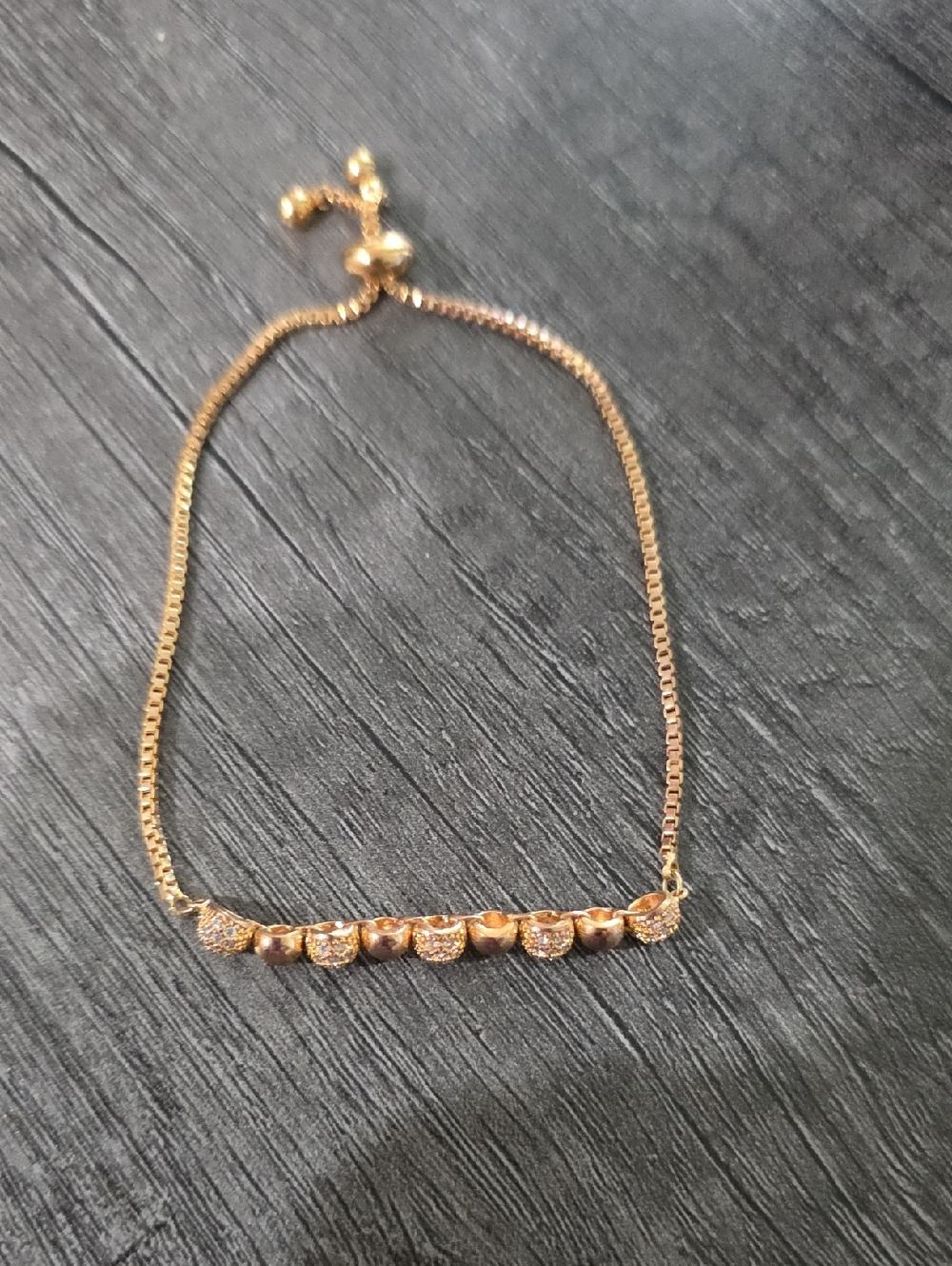 Gold Tone Women’s Adjustable Bracelet with Crystal Accents